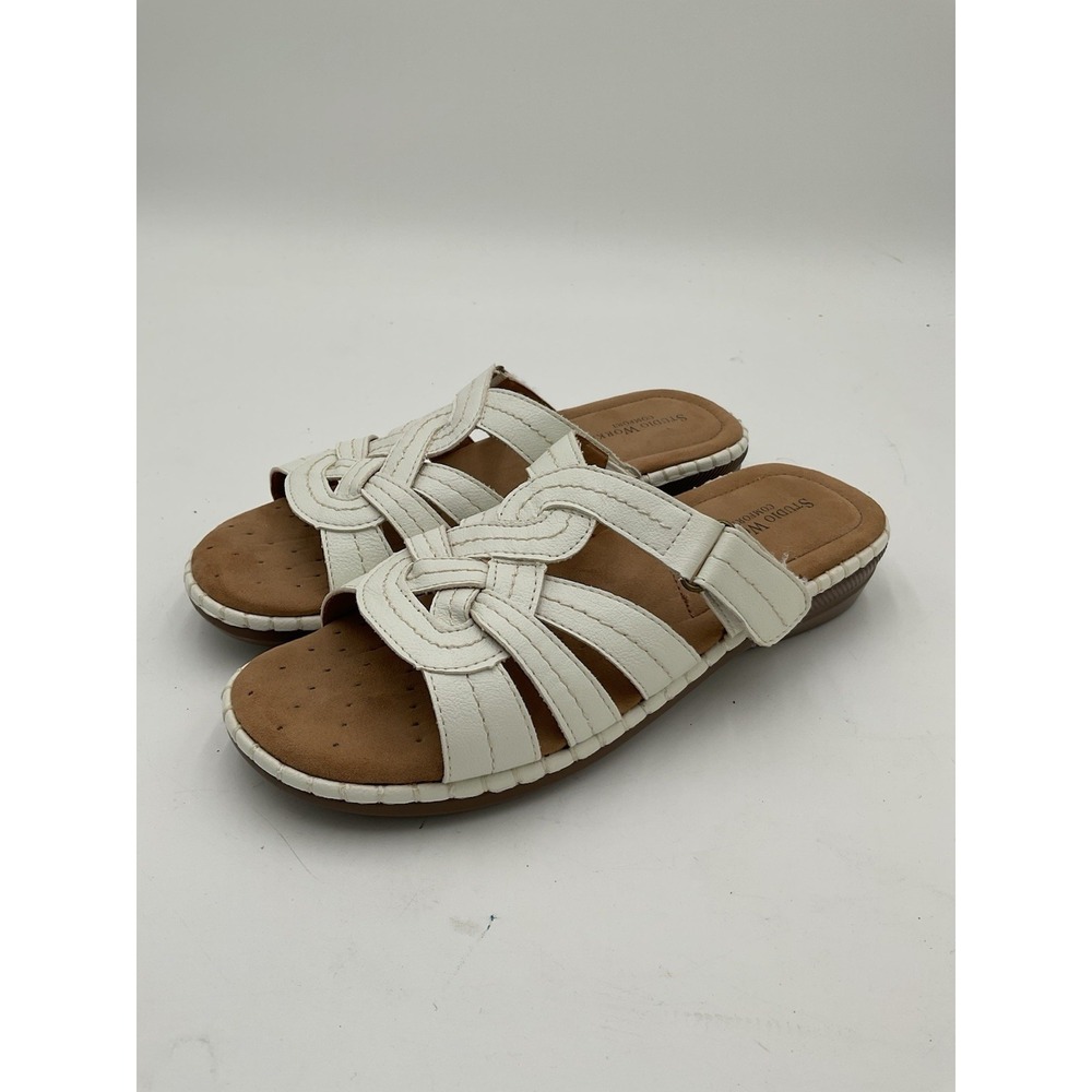 STUDIO WORKS White Sandals Size 8.5 New Without Box